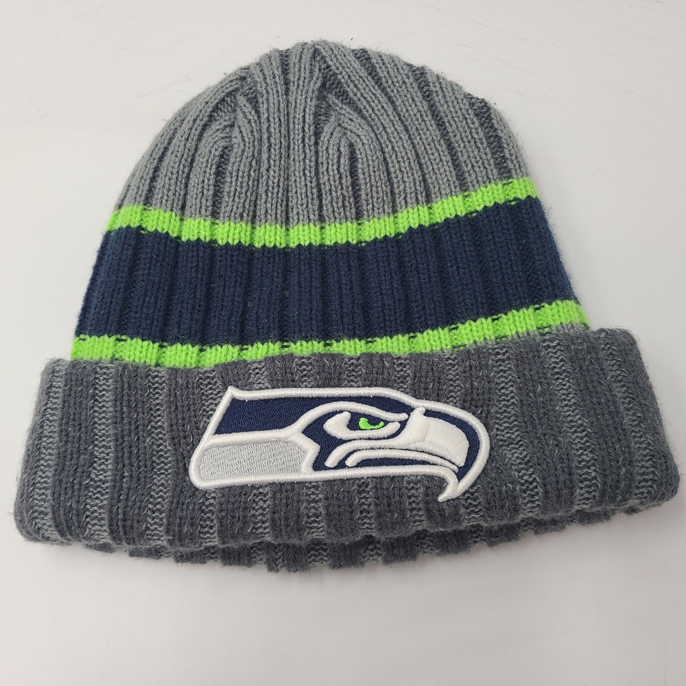 Seattle Seahawks Hat Beanie New Era Gray Blue Green NFL Winter Knit Stocking Cap